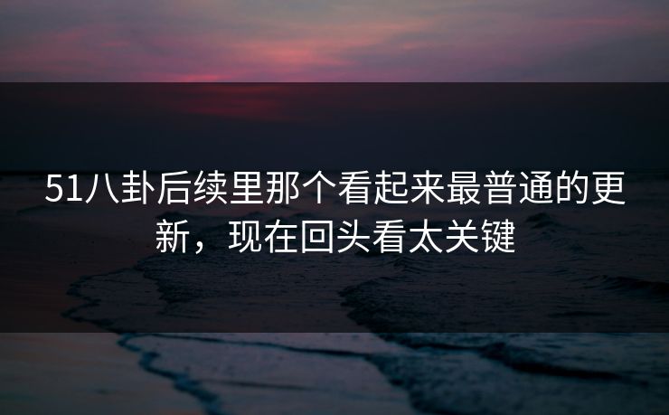 51八卦后续里那个看起来最普通的更新，现在回头看太关键